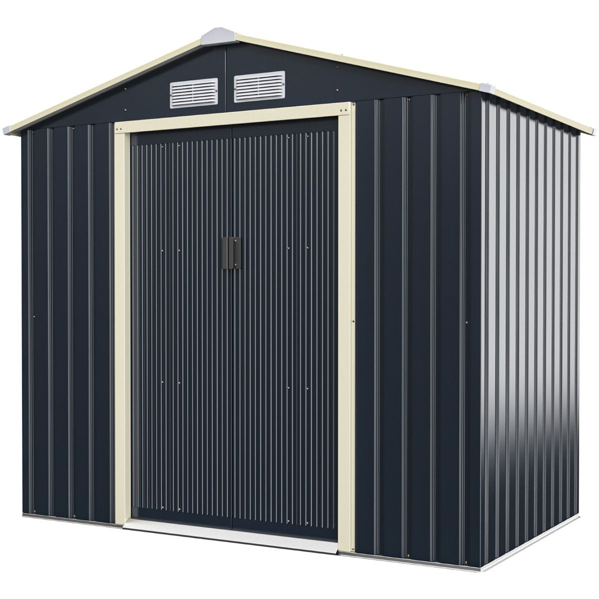 Abri De Jardin En Métal 4,07 ㎡ 213 X 191 X 195 Cm/2,71 ㎡ 213 X 127 X 195 Cm/1.36 ㎡ 213 X 64 X 195 Cm Avec 2 Portes Coulissantes Verrouillables 4 Trous D’Aération Gris Pour Vélo