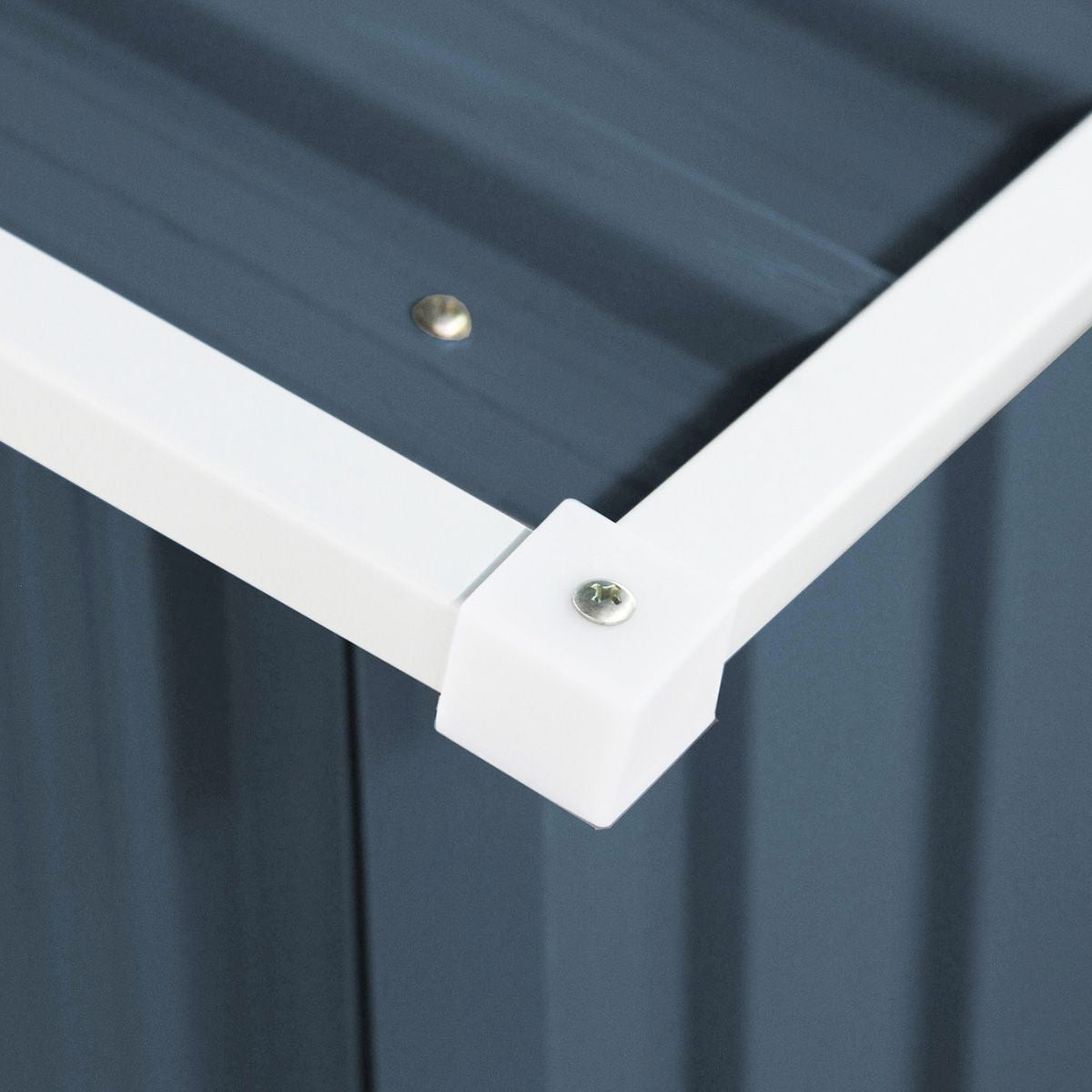 Abri De Jardin En Tôle Galvanisée Cabane De Rangement À Outils Porte Double 2 Aérations, 213X130X173Cm, Gris Et Blanc