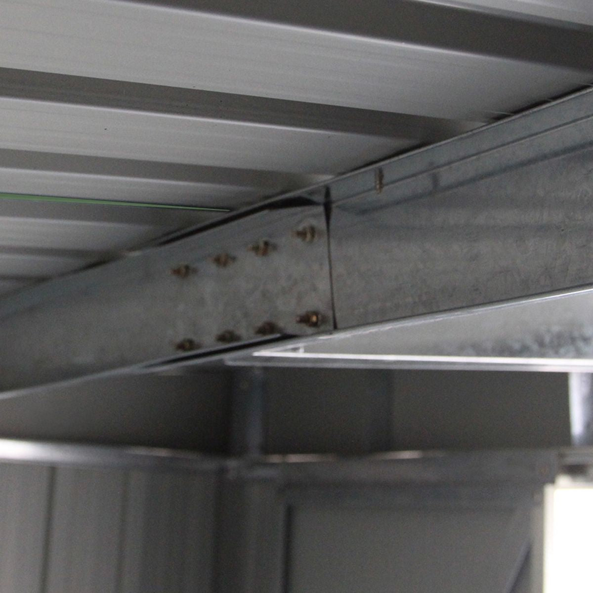 Abri De Jardin En Tôle Galvanisée Cabane De Rangement À Outils Porte Double 2 Aérations, 213X130X173Cm, Gris Et Blanc