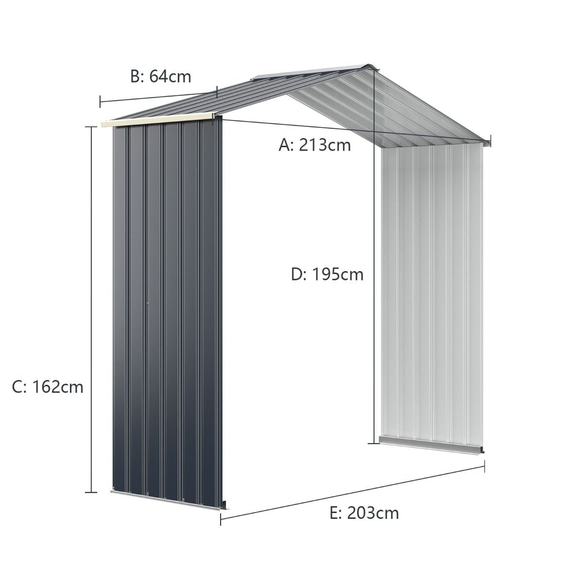 Abri De Jardin En Métal 4,07 ㎡ 213 X 191 X 195 Cm/2,71 ㎡ 213 X 127 X 195 Cm/1.36 ㎡ 213 X 64 X 195 Cm Avec 2 Portes Coulissantes Verrouillables 4 Trous D’Aération Gris Pour Vélo
