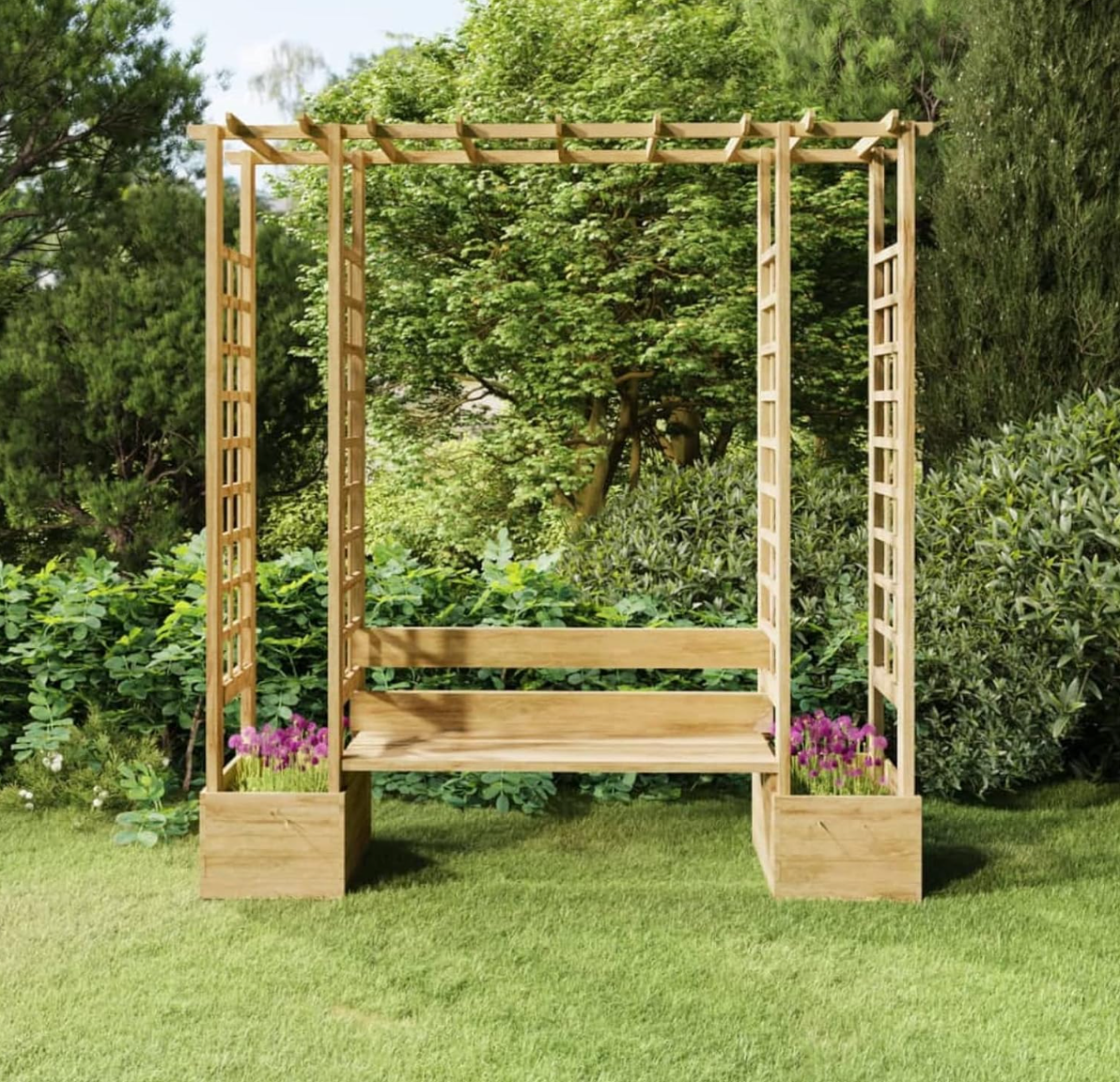 Pergola avec banc intégré – L’élégance naturelle