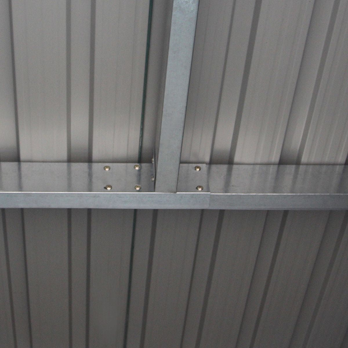 Abri De Jardin En Tôle Galvanisée Cabane De Rangement À Outils Porte Double 2 Aérations, 213X130X173Cm, Gris Et Blanc