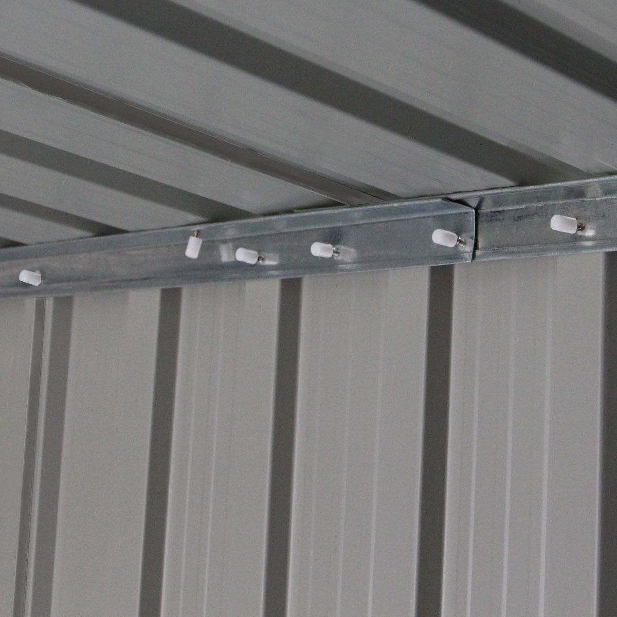 Abri De Jardin En Tôle Galvanisée Cabane De Rangement À Outils Porte Double 2 Aérations, 213X130X173Cm, Gris Et Blanc
