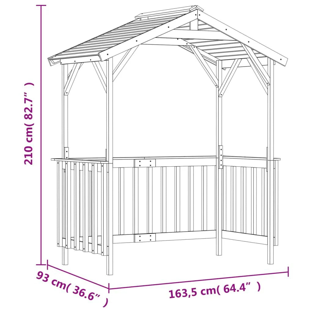 Grillpavillon Kiefernholz Imprägniert 163,5X93X210 Cm
