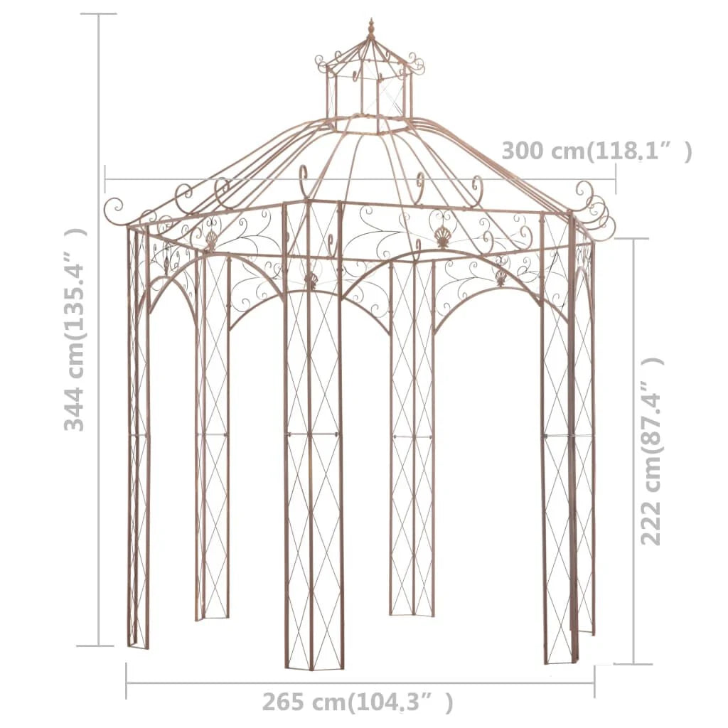 Garden Pavilion Antique Brown 9.8' Iron