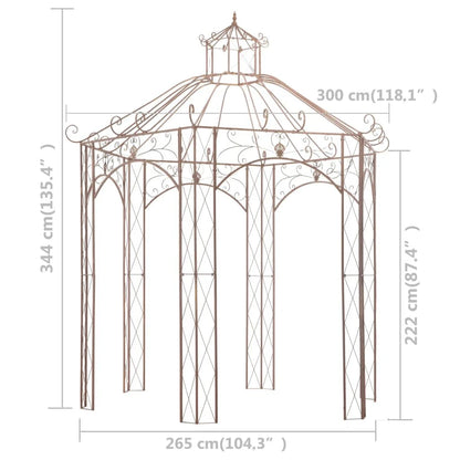 Garden Pavilion Antique Brown 9.8' Iron