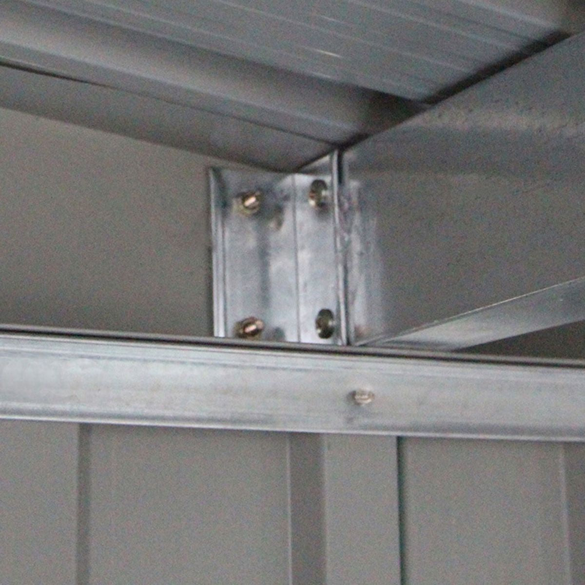 Abri De Jardin En Tôle Galvanisée Cabane De Rangement À Outils Porte Double 2 Aérations, 213X130X173Cm, Gris Et Blanc
