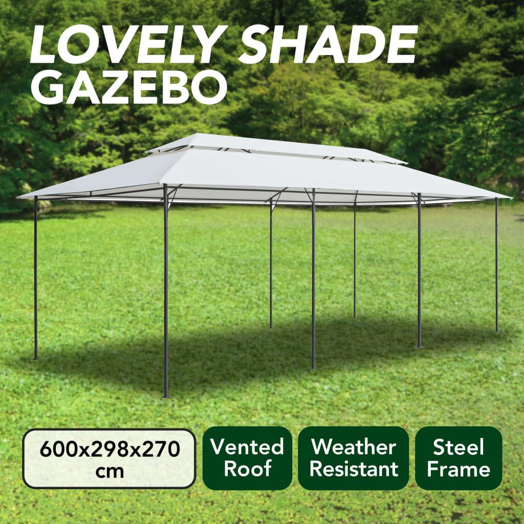 Gazebo 236.2"X117.3"X106.3" White 0.6 Oz/Ft²