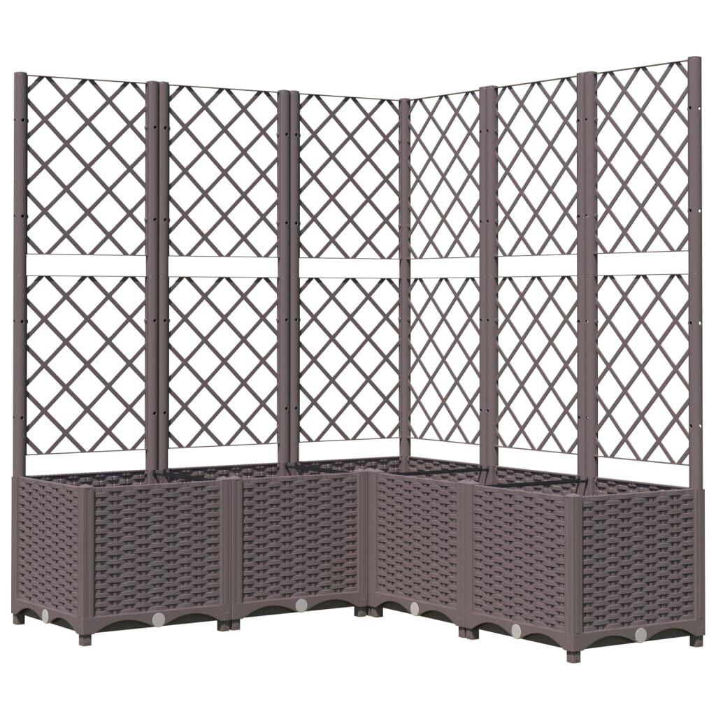 Pflanzkübel Mit Rankgitter Braun 40X40X121,5 Cm PP