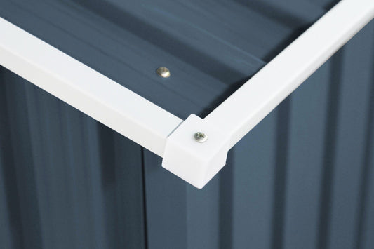 Abri De Jardin En Tôle Galvanisée Cabane De Rangement À Outils Porte Double 2 Aérations, 277X191X192Cm, Gris Et Blanc